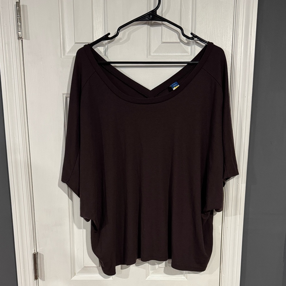 Old Navy Plum Wine UltraLite Rib-Knit Tie-Back T-Shirt
